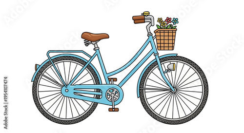 Vintage Style Bicycle with Flowers.