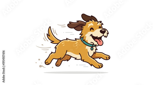Happy dog running with collar.