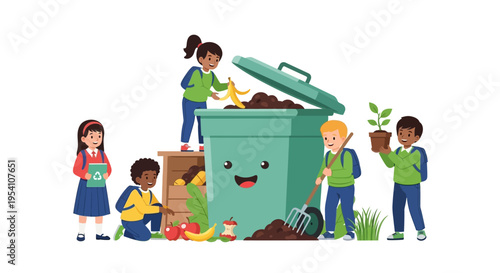 Happy Diverse Kids Composting & Recycling: Environmental Education, Sustainable Waste Management & Eco-Friendly Gardening for a Greener Future