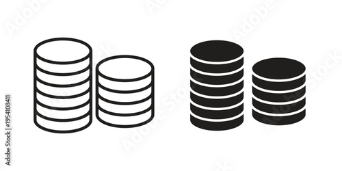 Money coin icon logo vector. Set of line icons. flat designs