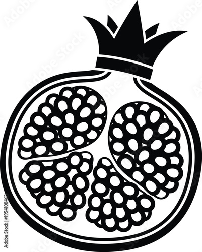 Pomegranate cross section icon - healthy fruit & antioxidant vector graphic