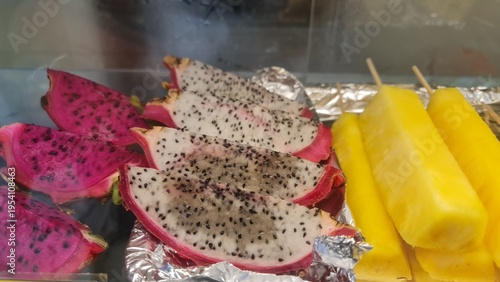 Exotic Sliced Fruit Street Stall in Japan