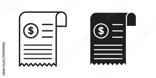 Payment receipt icon logo vector. Set of line icons. flat designs