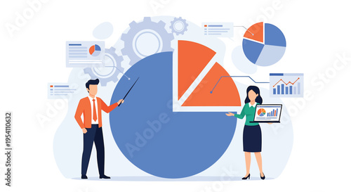 Vector illustration of business people with infographic elements