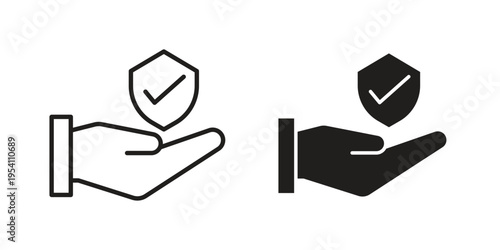 Policyholder icon logo vector. Set of line icons. flat designs
