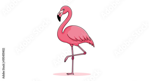 Pink Flamingo Standing on One Leg.