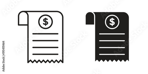 Receipt icon logo vector. Set of line icons. flat designs