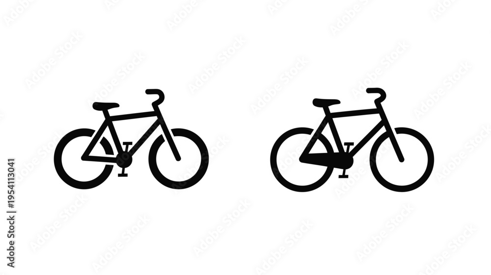 Obraz premium Two black bicycle icons with minor variations simple silhouette