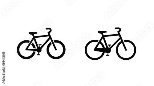 Two black bicycle icons with minor variations simple silhouette