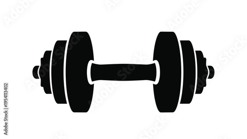 Black dumbbell graphic a strong fitness symbol shown in silhouette