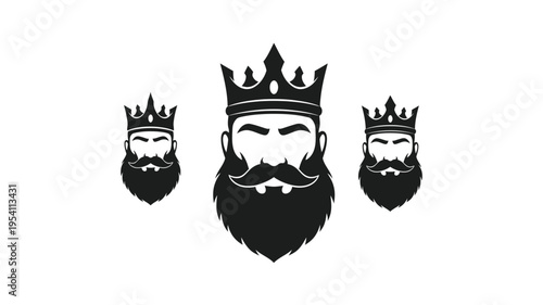Three regal kings with beards and crowns a striking silhouette