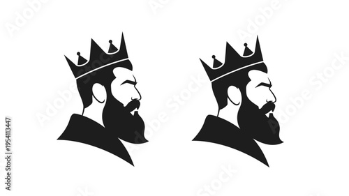 Two regal king profiles with beards a striking black silhouette