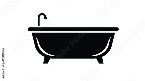 Minimalist black bathtub icon a simple home fixture silhouette
