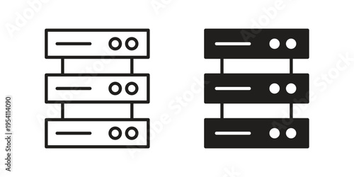 Server rack icon logo vector. Set of line icons. flat designs