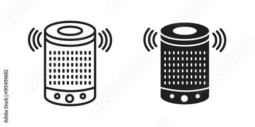 Smart speaker icon logo vector. Set of line icons. flat designs