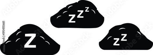Three black thought bubbles with white letter zs depicting sleep