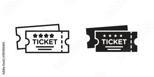 Ticket stub icon logo vector. Set of line icons. flat designs