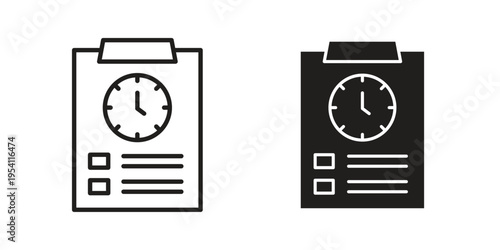 Timesheet icon logo vector. Set of line icons. flat designs