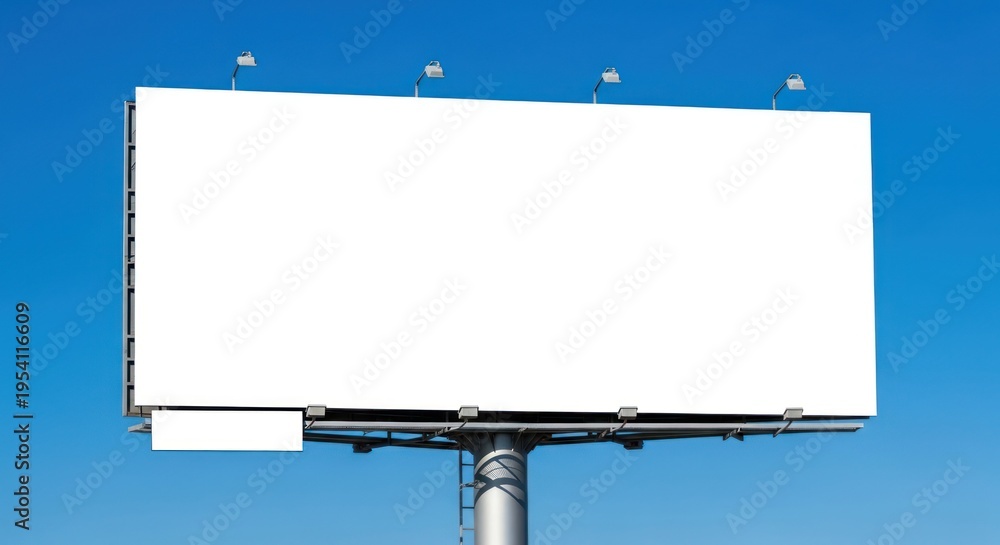 Obraz premium Blank Billboard Against a Clear Blue Sky for Advertising.