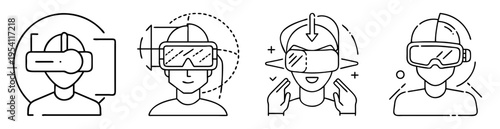 Various representations of virtual reality users in minimalistic line art design