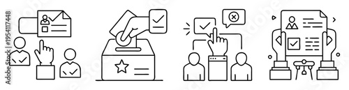 Illustration representing the voting process, election procedures, and democratic participation