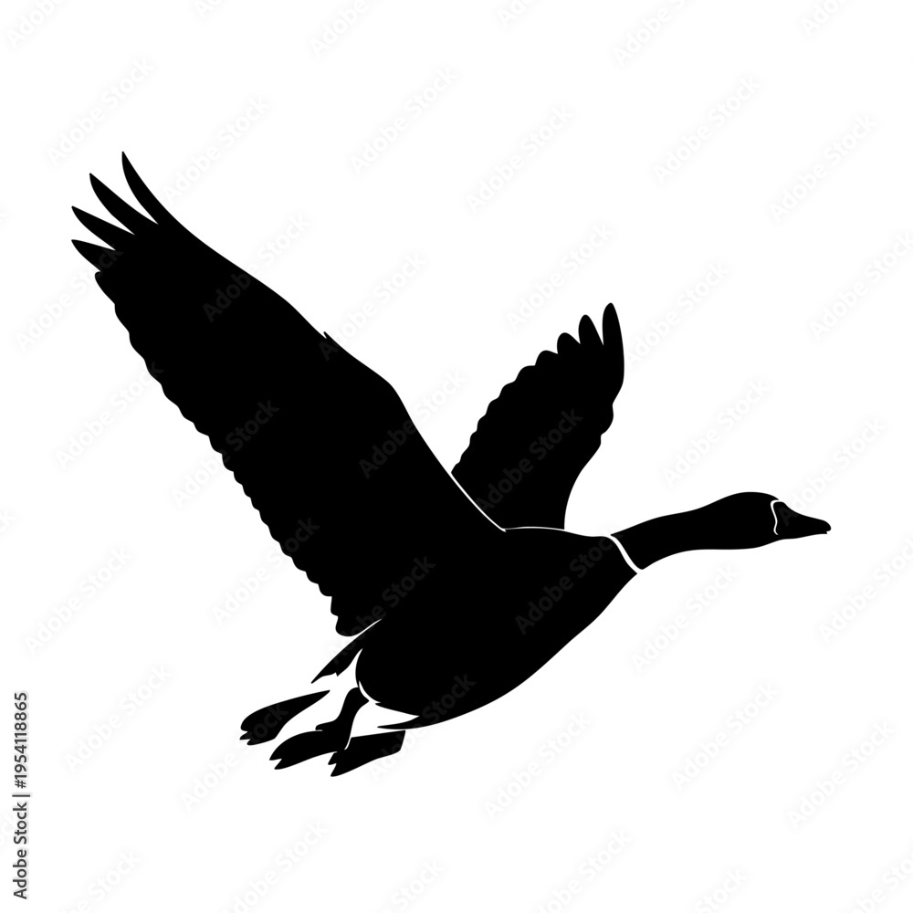 Fototapeta premium flying goose silhouette vector icon on white background 