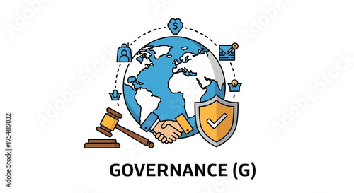 Governance (G) Concept Illustration: Global Ethics, Law, Compliance, and Corporate Responsibility
