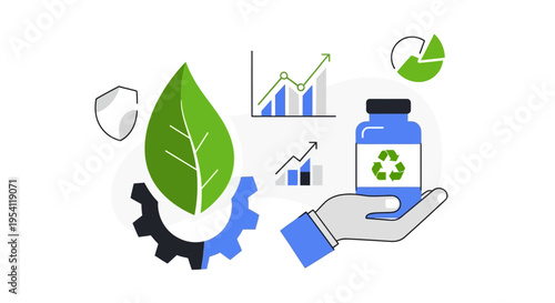 Sustainable Business Growth & Circular Economy Concept with Recycling, Green Industry, and ESG Development