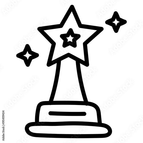 A linear style icon of star trophy