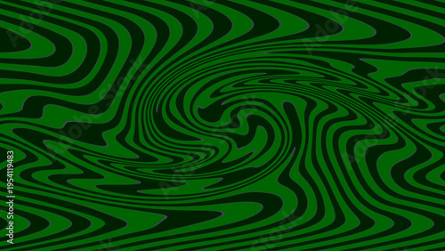 Abstract optical illusion background with dark blue green swirling wavy lines, hypnotic vortex motion, and vibrant geometric decorative layout