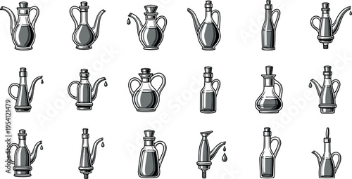A collection of various oil lamps on transparent background