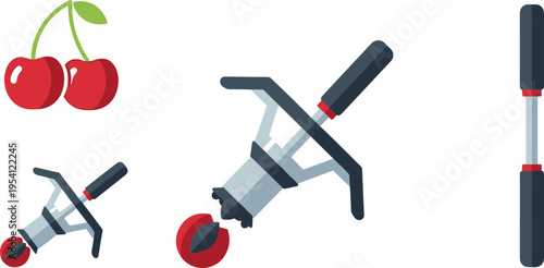 An illustration of ab wheel rollers and cherries on transparent background