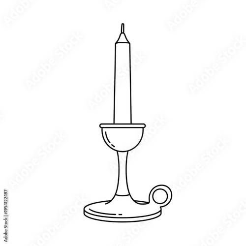 Candle Holder with Unlit Candle Illustration.