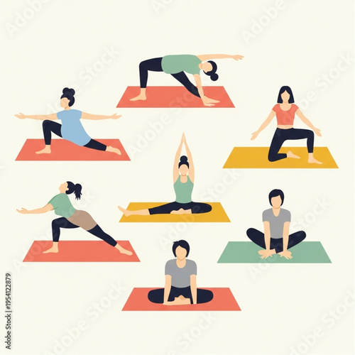 People Practicing Yoga on Mats.