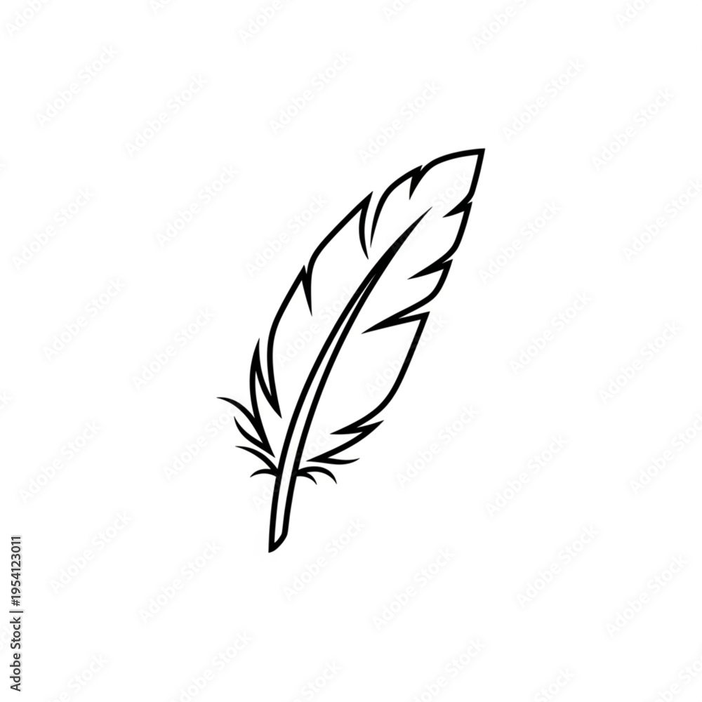 Obraz premium Black and White Feather Illustration.