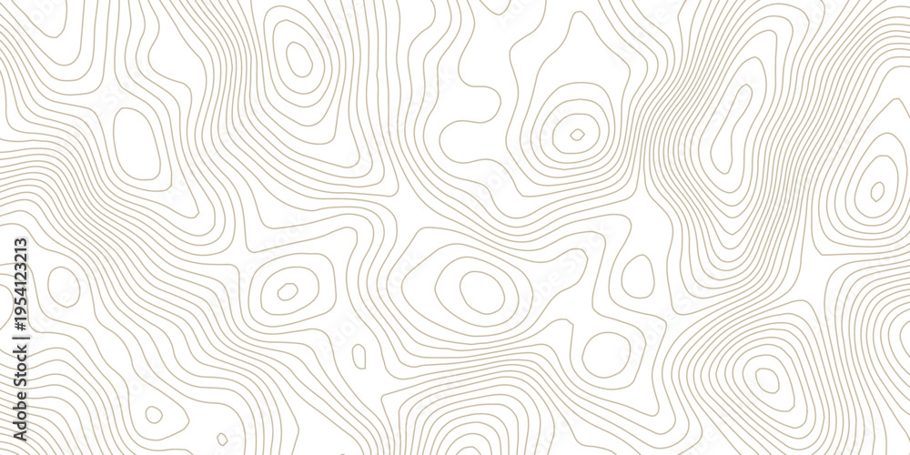 Obraz premium Abstract Topographic Contour Pattern with Flowing Organic Beige Lines, Minimalist Elevation Map Inspired Design and Seamless Vector Background for Cartography.