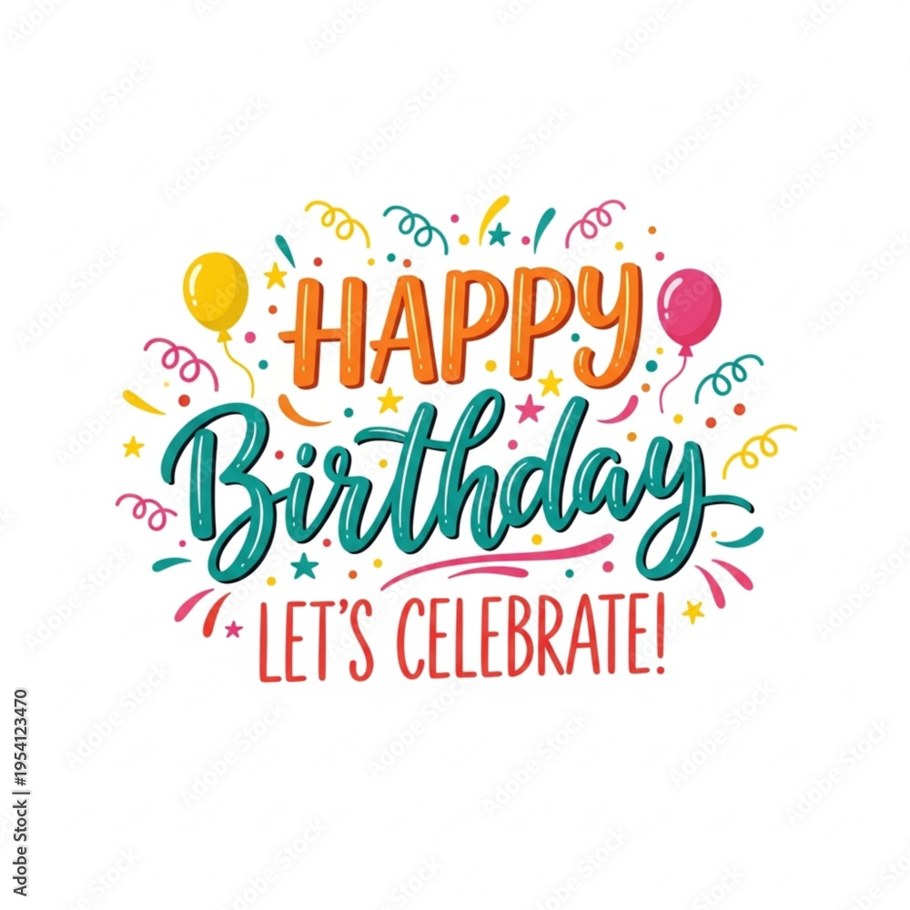 Obraz premium Colorful Happy Birthday Celebration Greeting Card.