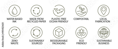 Eco friendly product with text labels sustainable recycling