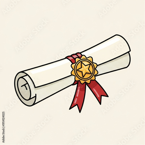 Certificate with Gold Seal and Ribbon.