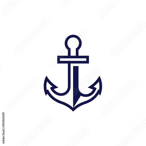 Navy Blue Anchor Symbol on White.