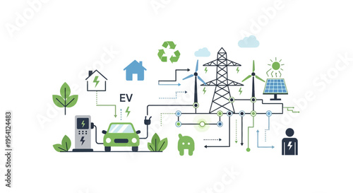 Green Energy Ecosystem: EV Charging, Solar, Wind Power, and Smart Grid Connectivity