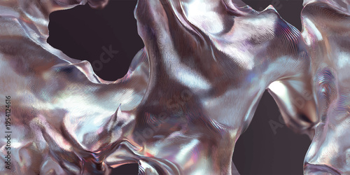 Futuristic liquid metal texture with holographic glow seamless pattern for modern branding and tech design.