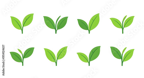 eco friendly green leaves logo collection vector illustration isolated on white background design, green leaf logo set for environmental sustainability and eco friendly branding design, eco friendly l