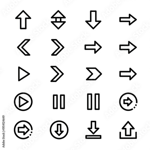 Collection of Simple Black Arrows and Icons.