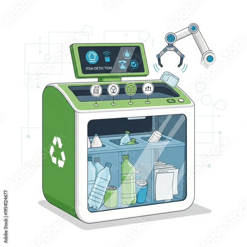 Automated Recycling Machine with Robotic Arm.