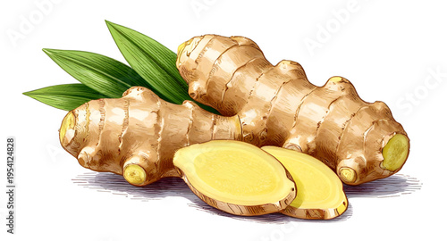 ginger, root, spice, food, fresh, organic, natural, herbal, ingredient, cooking, kitchen, vegetable, nutrition, healthy, plant, vector, isolated