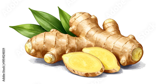 spice, ginger, root, food, fresh, organic, natural, herbal, ingredient, cooking, kitchen, vegetable, nutrition, healthy, plant, vector, isolated