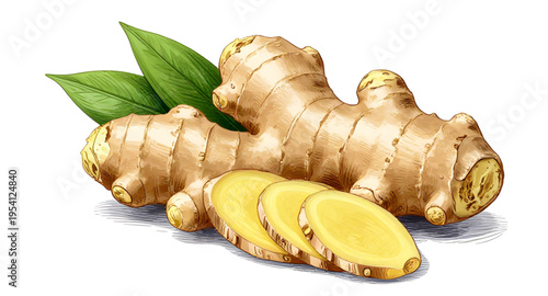 spice, ginger, root, food, fresh, organic, natural, herbal, ingredient, cooking, kitchen, vegetable, nutrition, healthy, plant, vector, isolated
