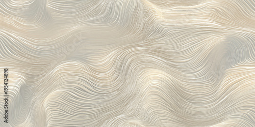 Modern white relief texture with fine wavy lines for minimalist interior design and luxury wallpapers.