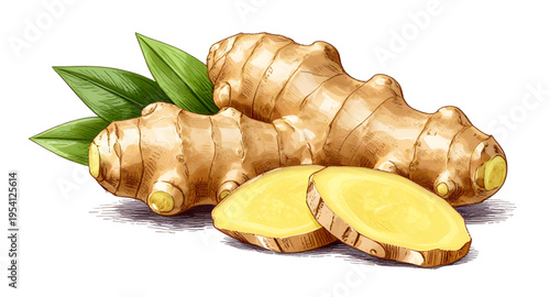 root, ginger, spice, food, fresh, organic, natural, herbal, ingredient, cooking, kitchen, vegetable, nutrition, healthy, plant, vector, isolated